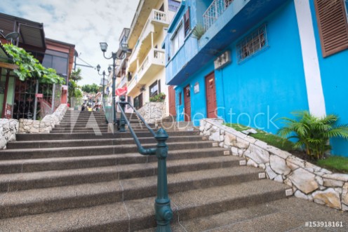 Picture of Multicolored houses in the Las Penas district on the hill of St Ana Guayaquil Ecuador